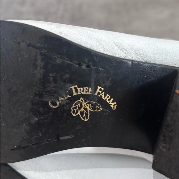 Oak Tree Farms White Leather Western Pull On Snip Toe Boots Size 6.5 - Picture 6 of 15